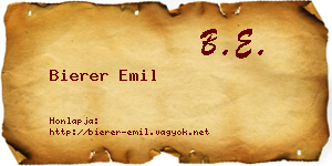 Bierer Emil névjegykártya